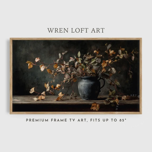 moody black vase with stems art