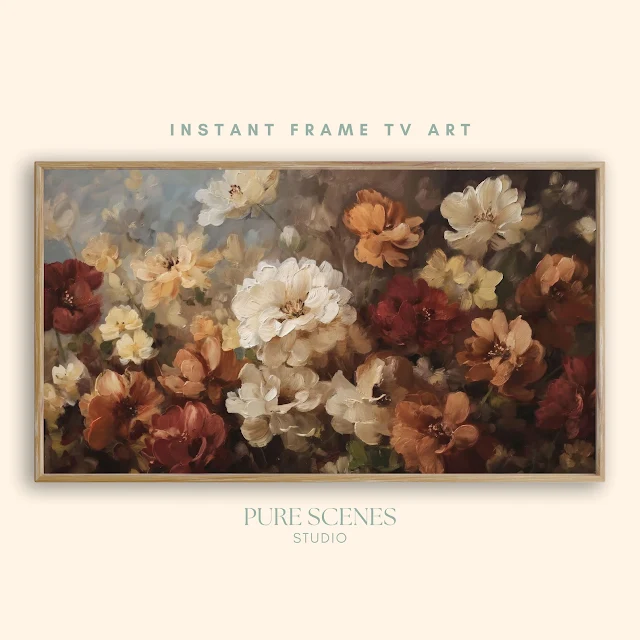 peach pink cream fall flower art