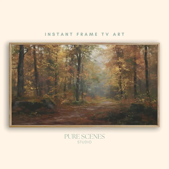 soft moody fall trees art