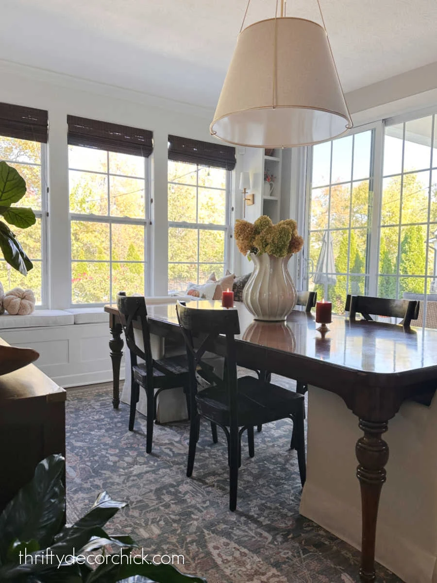 dining room with tons of windows