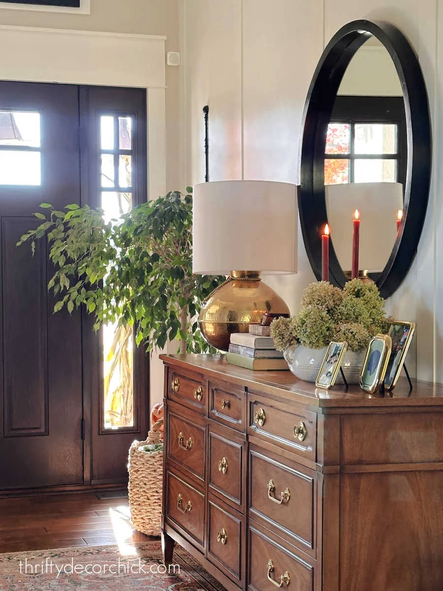 entryway with wood dresser