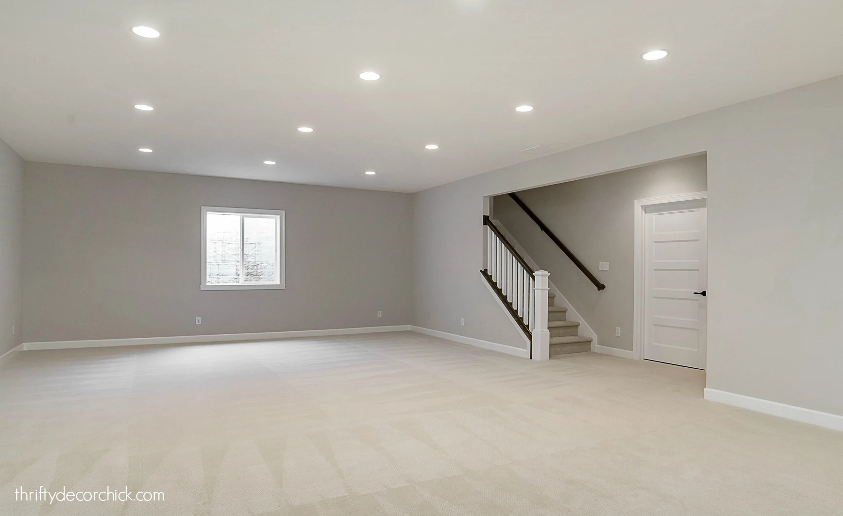 open family room in basement