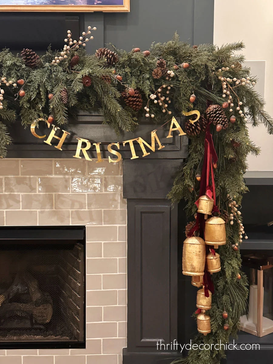 large bells hanging from mantel