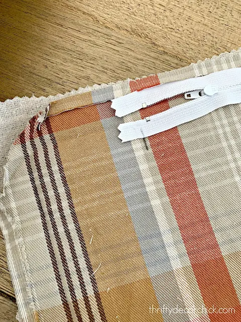 adding zipper to a pillow cover