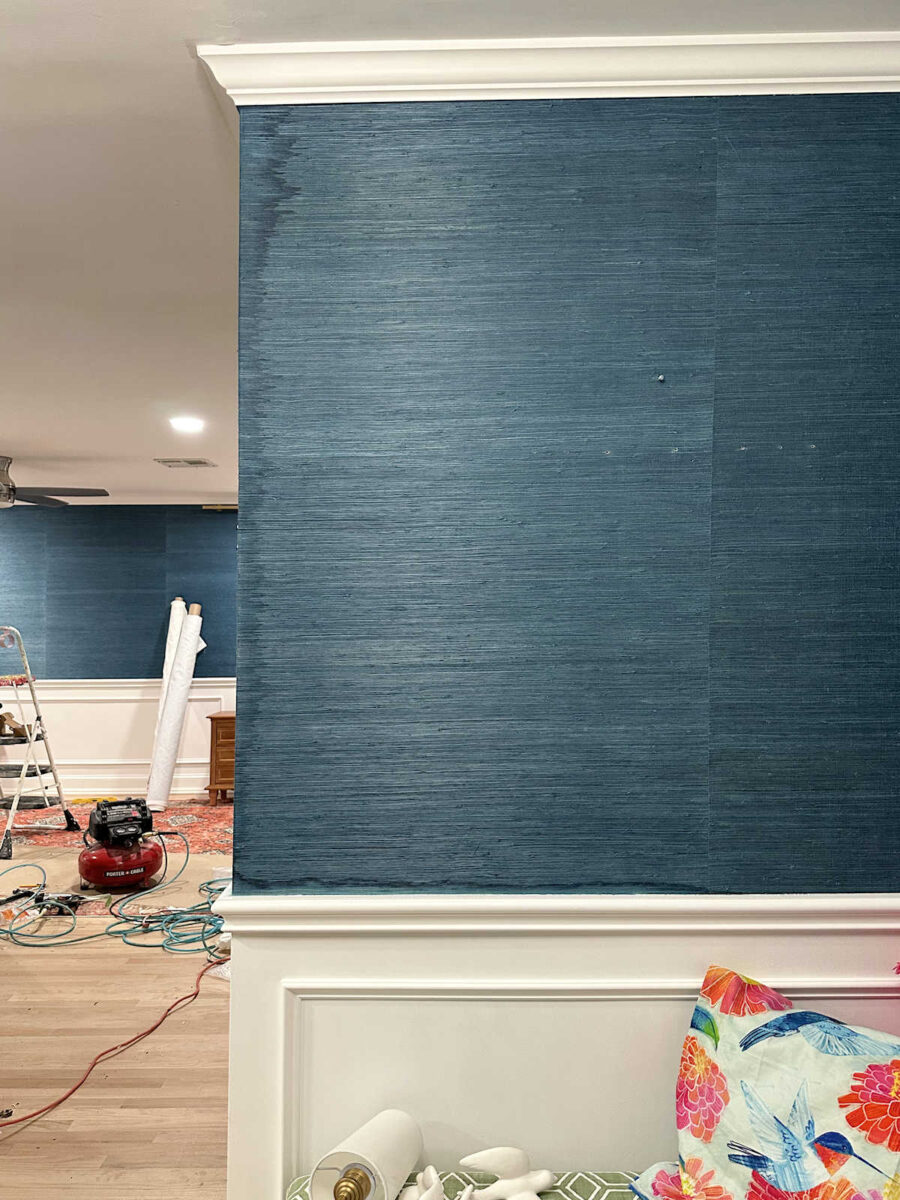 Grasscloth wallpaper ruined by leak in roof