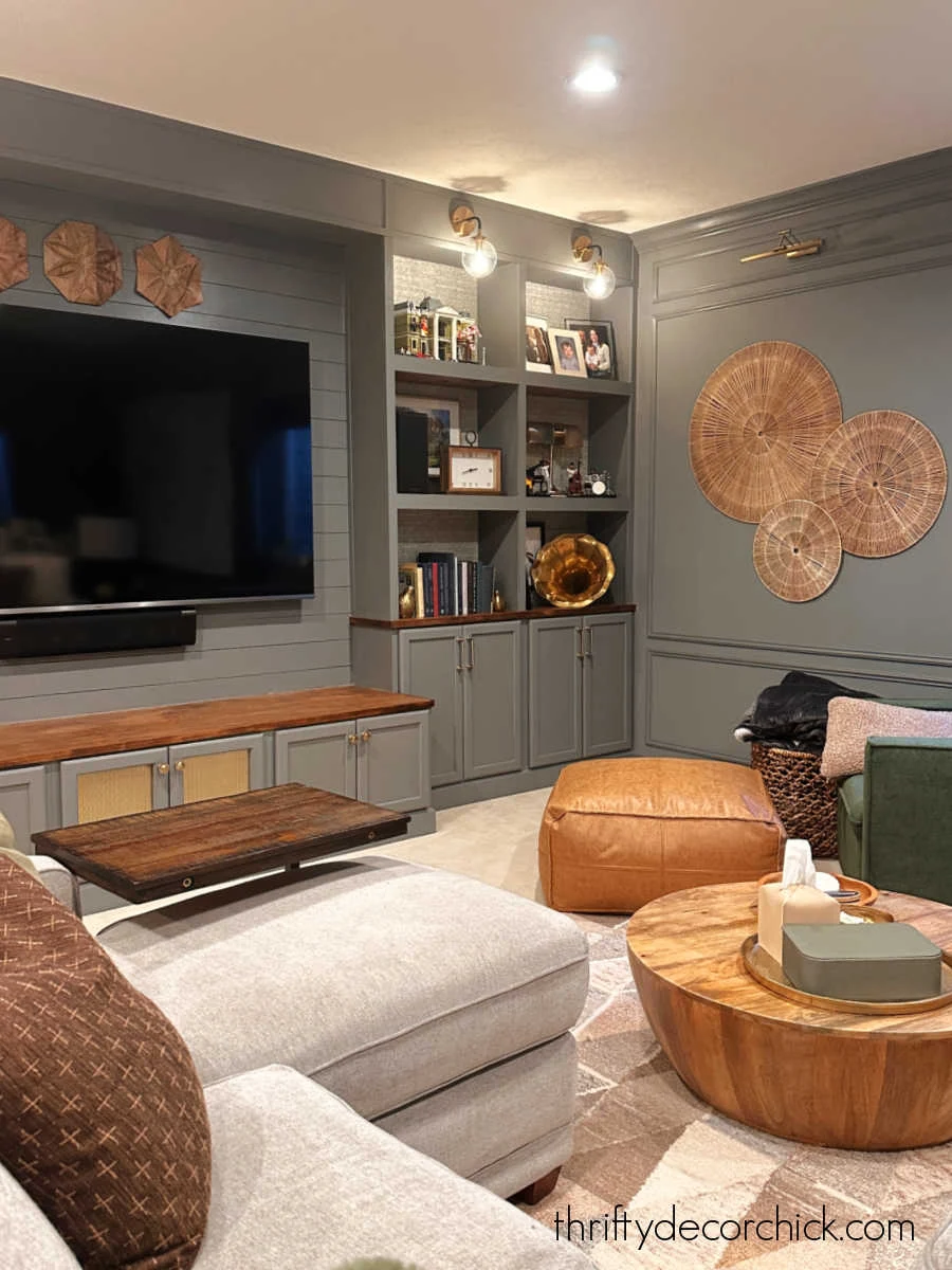 DIY wall of built ins with TV