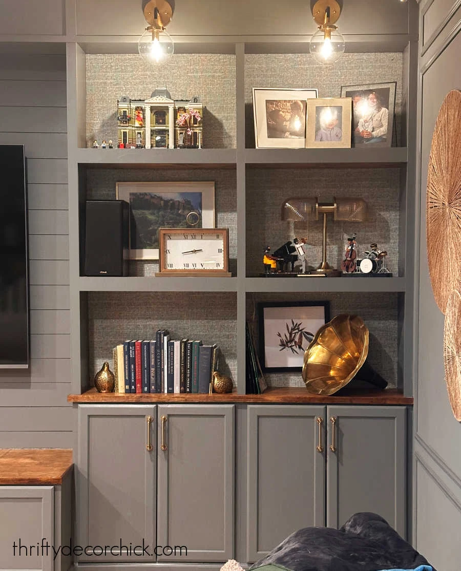 decorated shelves on bookcases