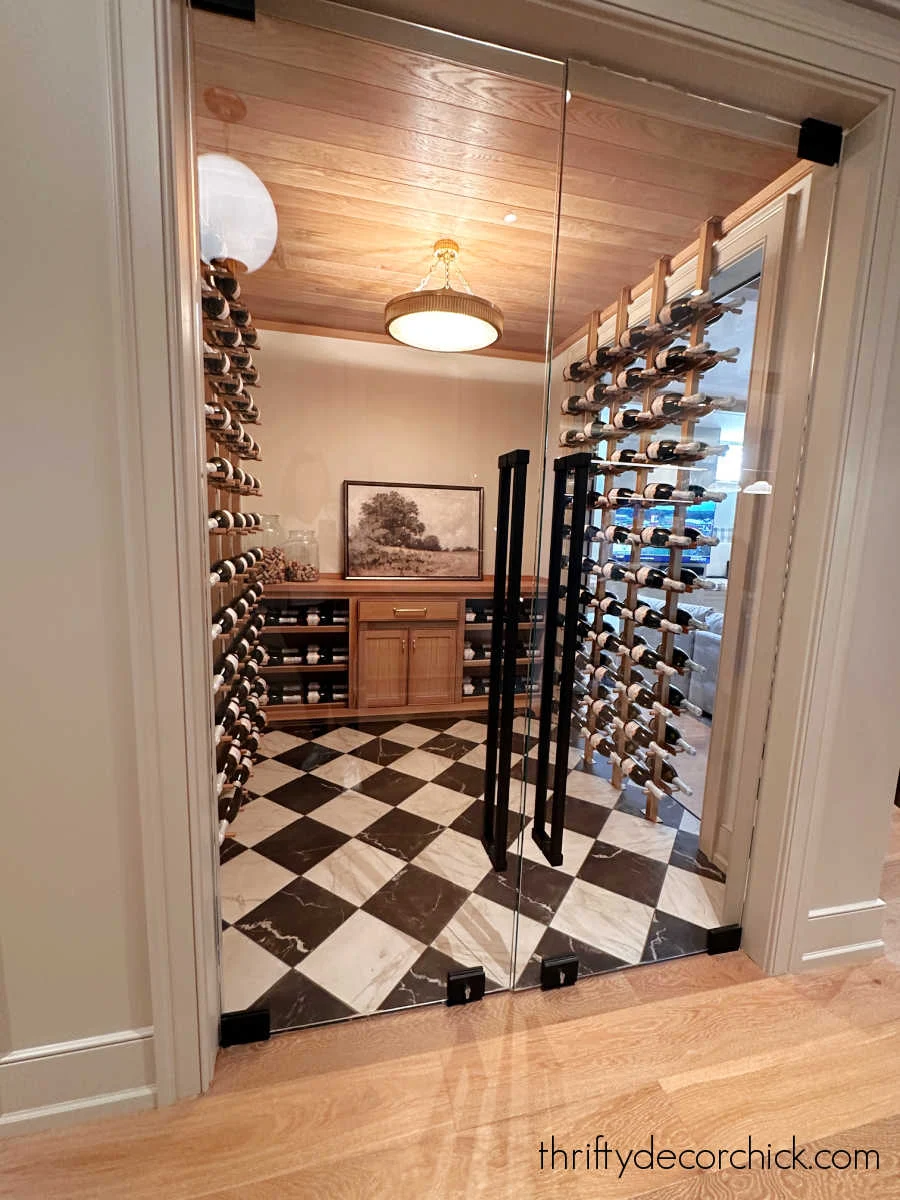 checkered floor wine room