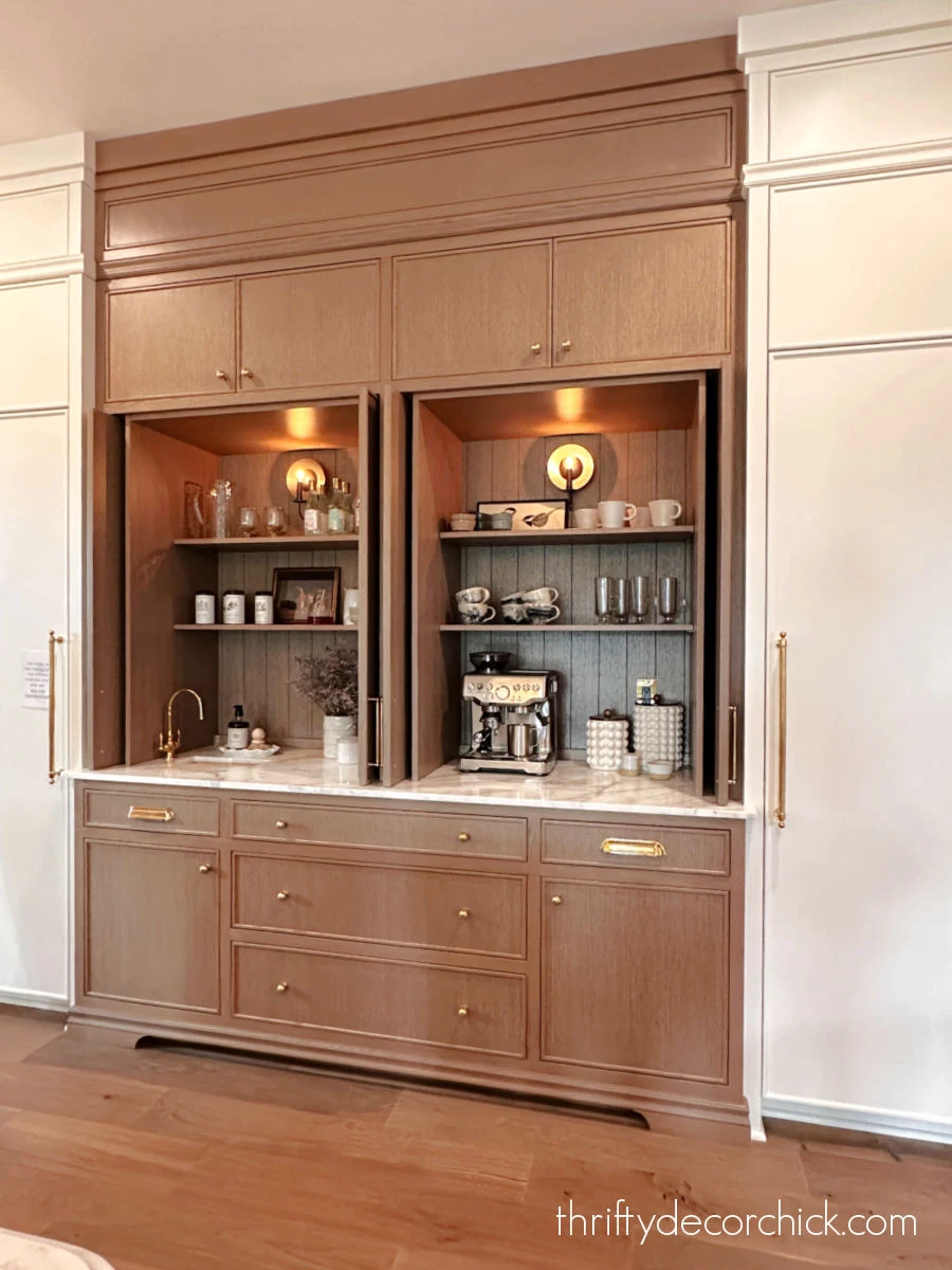 wood appliance beverage garages in kitchen