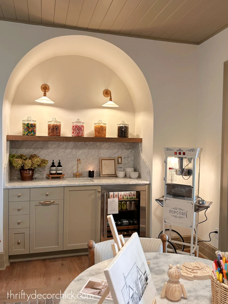 arched snack bar in playroom