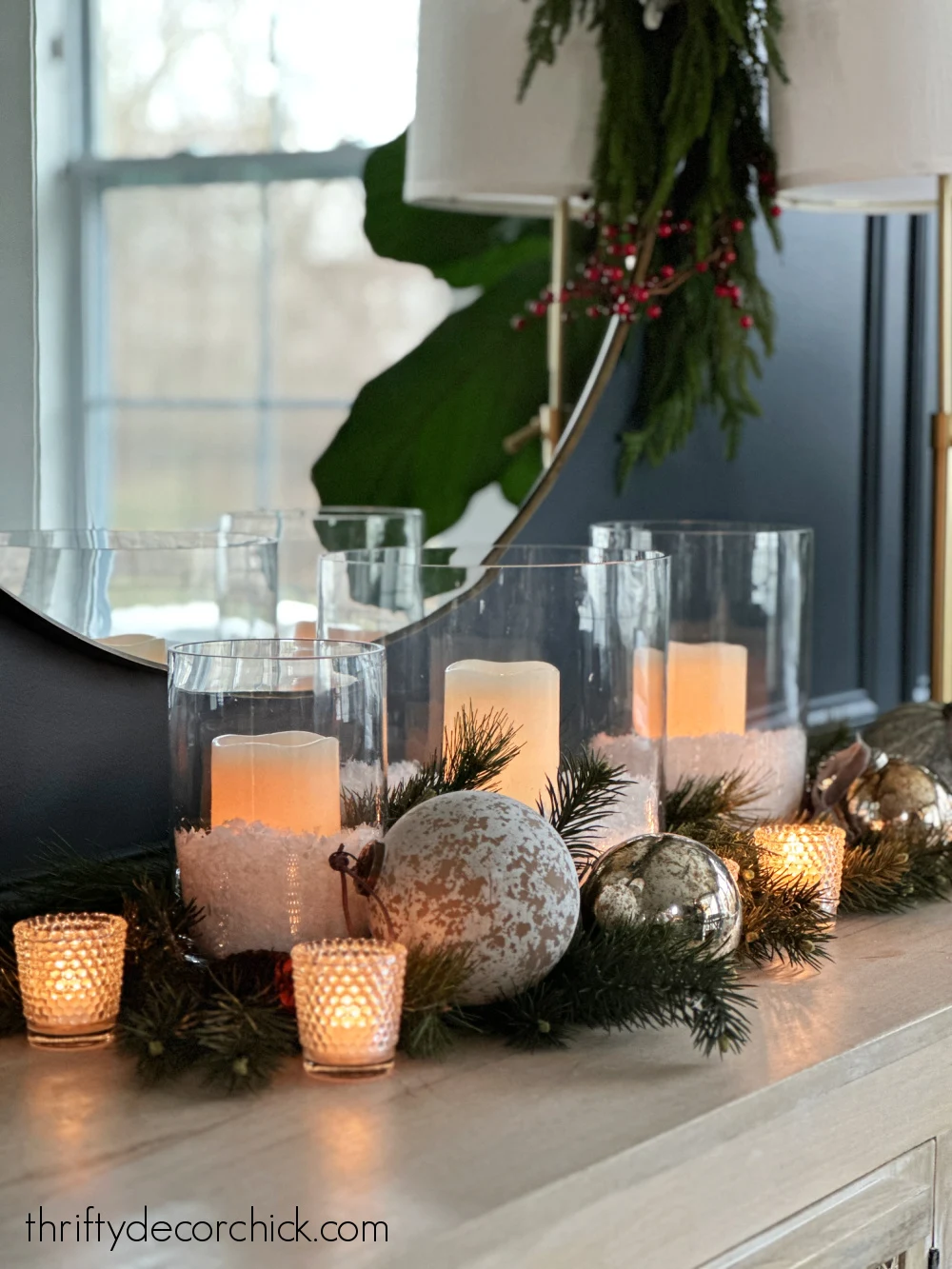 display with candles and ornaments